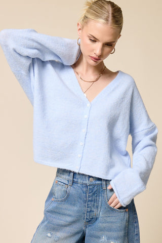 V-Neck Cardigan - Baby Blue -