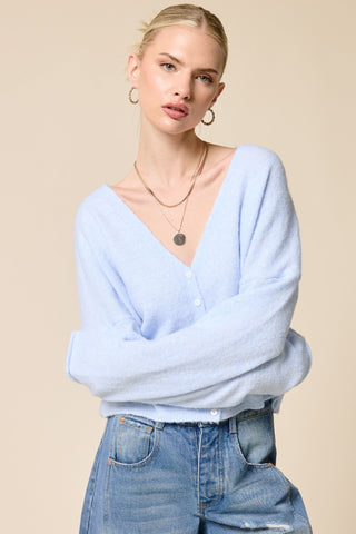 V-Neck Cardigan - Baby Blue -