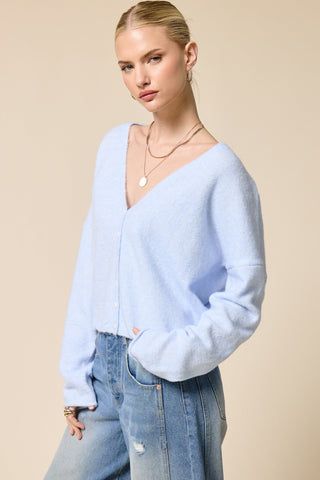 V-Neck Cardigan - Baby Blue -