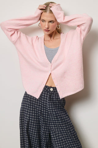 V-Neck Cardigan - Baby Pink -