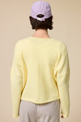 V-Neck Cardigan - Butter Yellow -