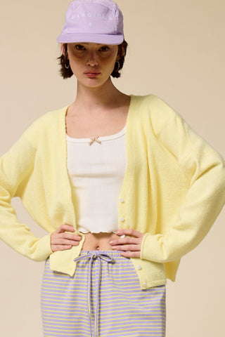 V-Neck Cardigan - Butter Yellow -