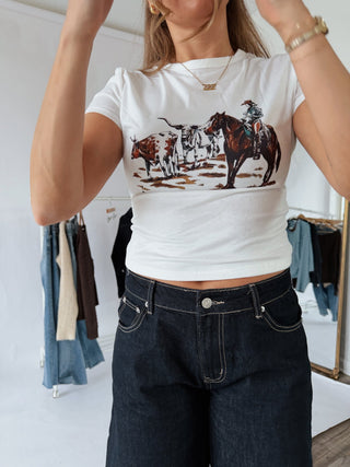 Western Graphic Baby Tee - 
