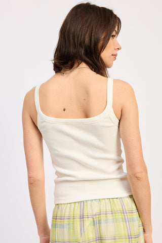 White Embellished Lime Tank - 