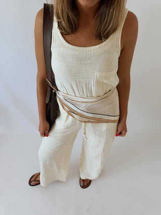 White Gauze Jumpsuit - 
