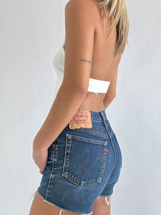 White Open Back Halter Neck Top - 