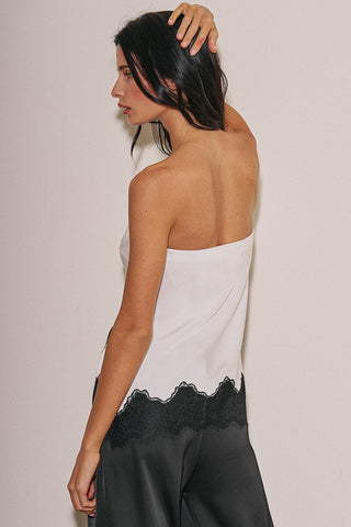 White Satin Lace Tube Top -