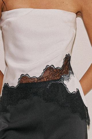 White Satin Lace Tube Top -