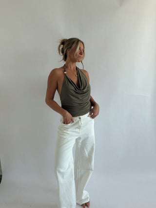 White Straight Leg Jeans -
