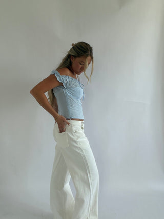 White Straight Leg Jeans -