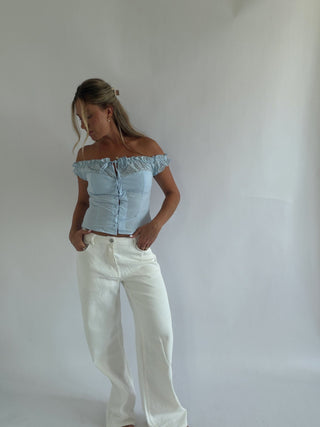 White Straight Leg Jeans -