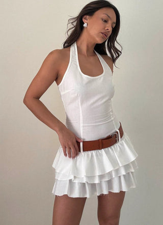 White Tiered Mini Dress - 
