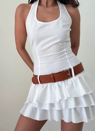 White Tiered Mini Dress - 