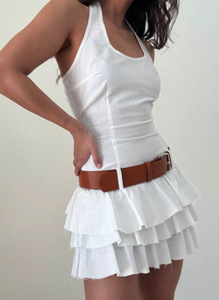 White Tiered Mini Dress - 
