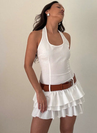 White Tiered Mini Dress - 