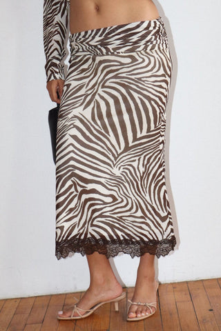 Zebra Print Midi Skirt -