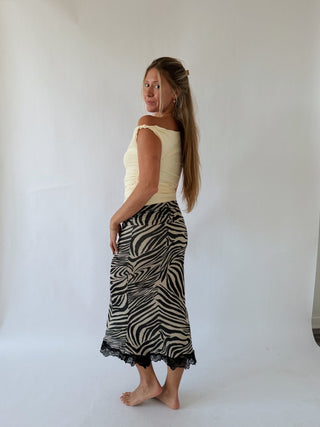 Zebra Print Midi Skirt - Black -